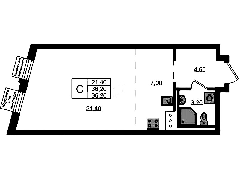 Квартира студия 36.2 м², 2/8 эт., ЖК «Курортный квартал»
